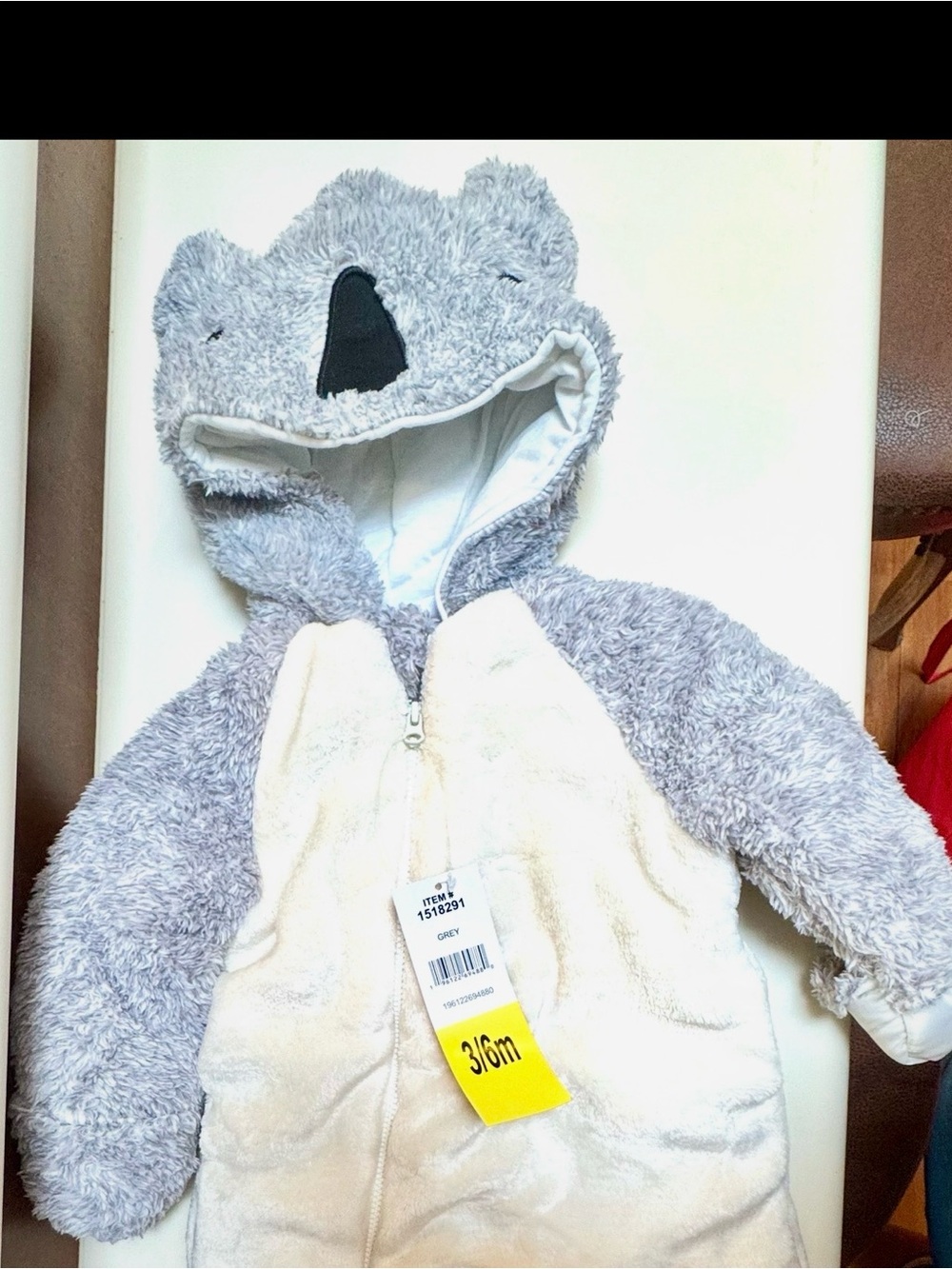 Koala Baby Kids Cream & White Plush Infant One-Piece with Koala Hood